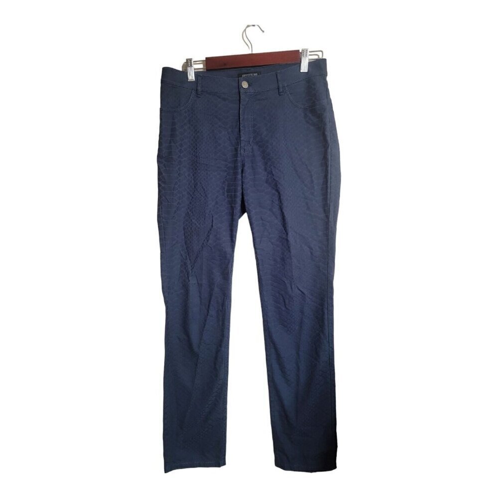 Lafayette 148 Jeans Womens Size 8 Blue Straight Leg Mid Rise Reptile Print